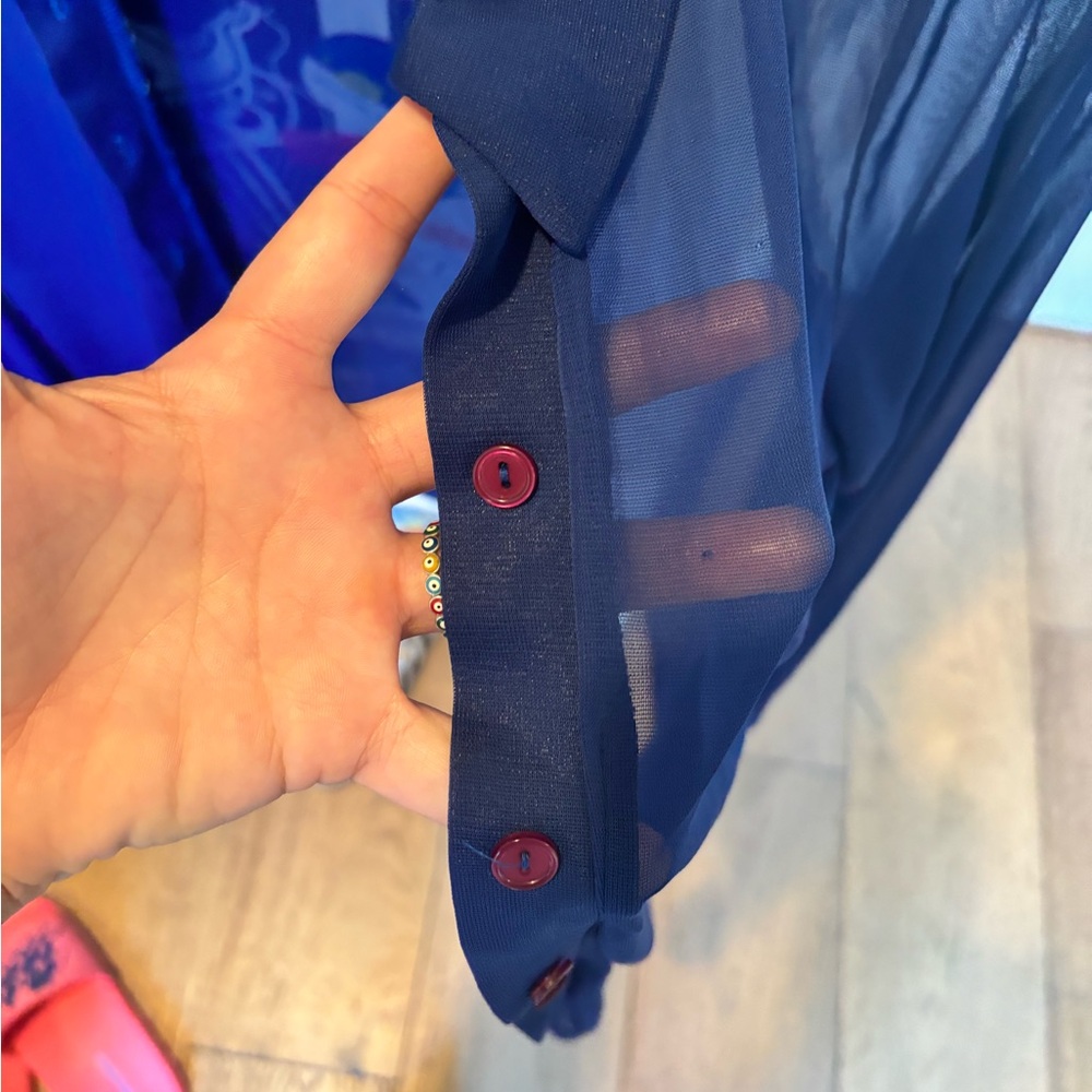 Sheer Blue Button up - Picture 2 of 7